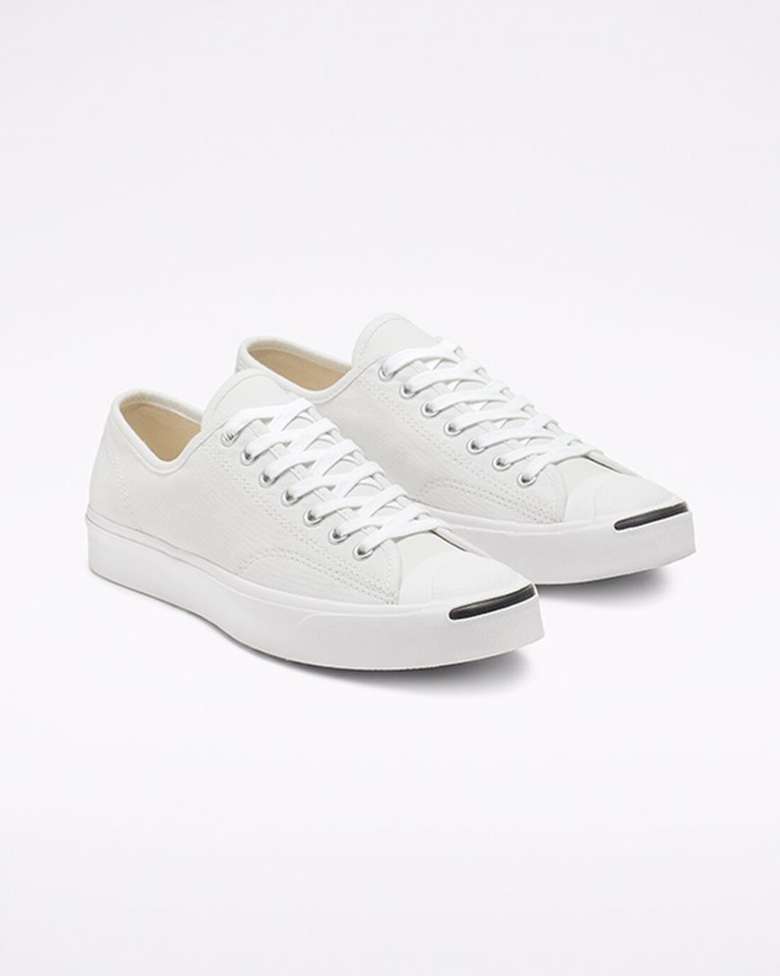 Tenis Converse Jack Purcell Lona Cano Baixo Feminino Branco Pretas | PT P031574